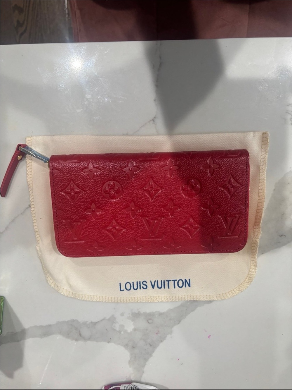 Red Embossed  Zip Wallet - Picture 2 of 5